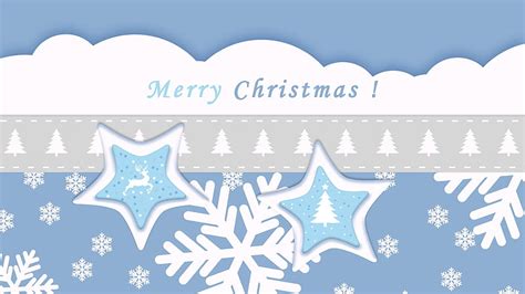 Blue Merry Christmas Reindeer Snowflake Tree Snowflake Hd Wallpaper