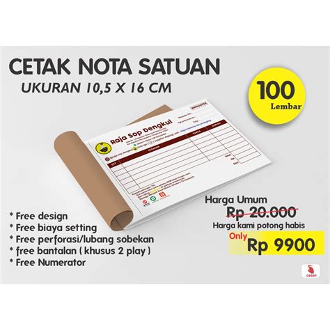 Jual Nota Custom Cetak Nota Rangkap Rangkap Invoice Bon