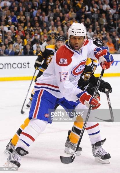 Georges Laraque Of The Montreal Canadiens Watches The Play Against