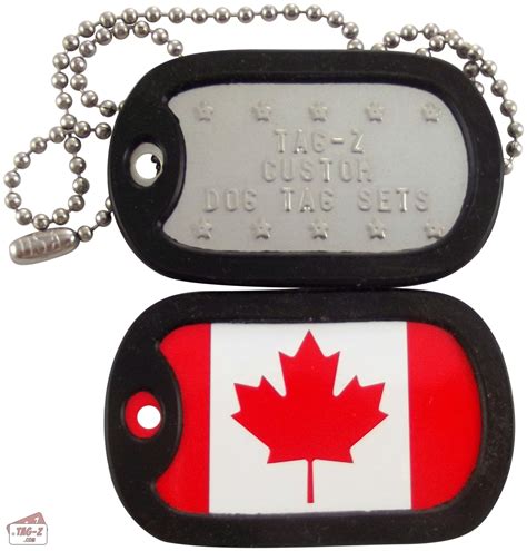 Upload a photo to preview it on the products below. Tag-Z Canadian Flag Dog Tag Set