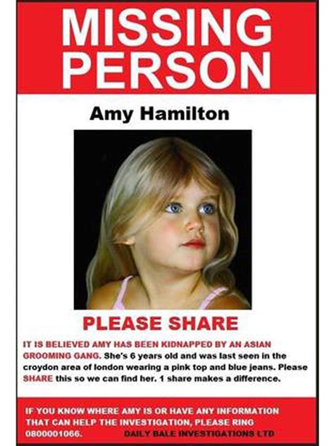 missing ‘amy hamilton poster circulating on social media revealed as racist right wing