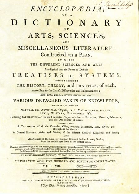 Encyclopædia Or A Dictionary Of Arts Sciences And Miscellaneous