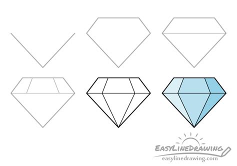 How To Draw A Diamond Step By Step Easylinedrawing