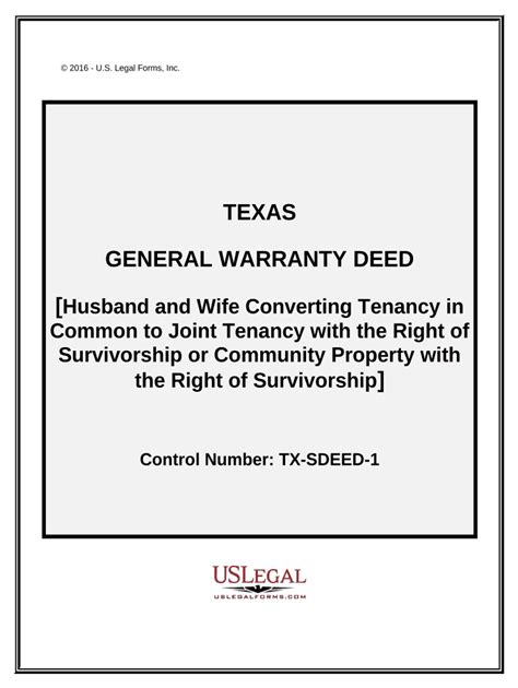Warranty Deed For Husband And Wife Converting Property From Tenants In