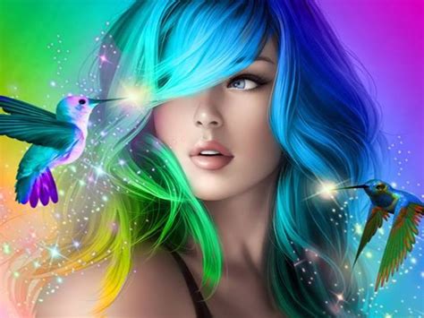 » girls wallpapers and backgrounds. Beautiful Girl With Colorful Hair Desktop Wallpaper Hd For ...