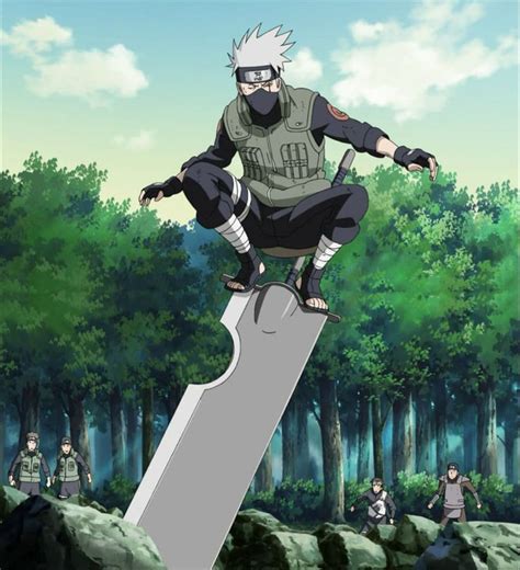 Kakashi On Zabuzas Sword Kakashi Hokage Naruto Shippuden Anime Kakashi