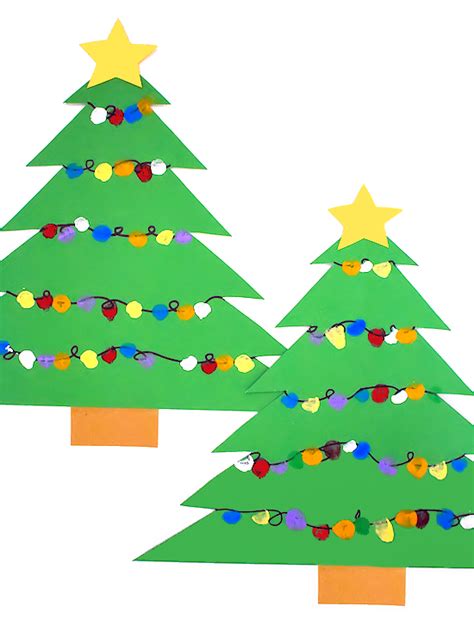 Christmas Tree Fingerprint Lights Craft Our Kid Things