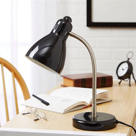 Mainstays Metal Gooseneck Desk Lamp Black Cfl Bulb Included