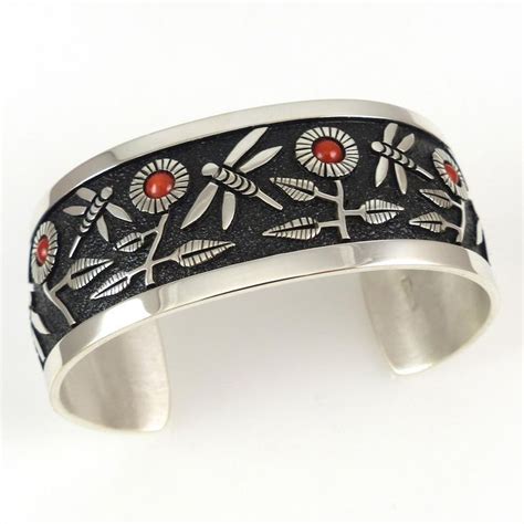 Coral Dragonfly Cuff By Philbert Begay Garland S Indian Jewelry