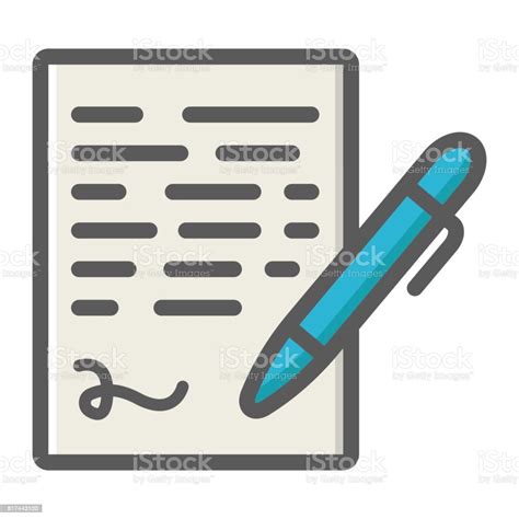 Pen Signing Colorful Line Icon Business Contract And Signature Vector