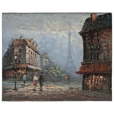 Oil Painting Paris France Cityscape By Caroline Burnett Signed For