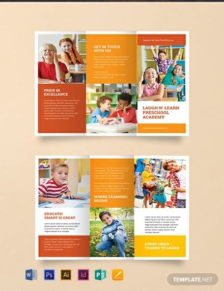 preschool brochure template word psd indesign