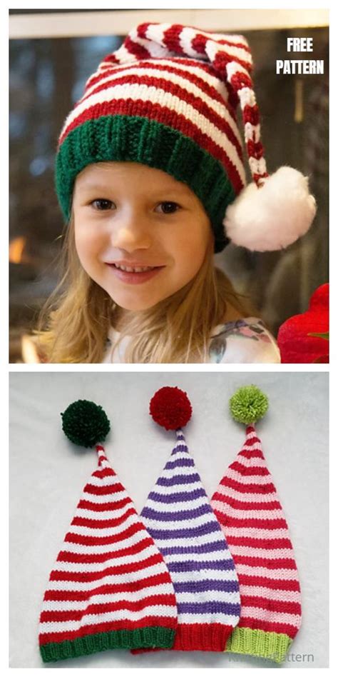 6 Knit Christmas Stocking Cap Hat Free Knitting Patterns Knitting