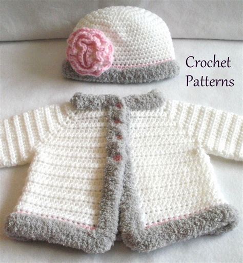 Crochet Pattern Baby Sweater And Hat Patterns The Laura Baby Etsy Ireland