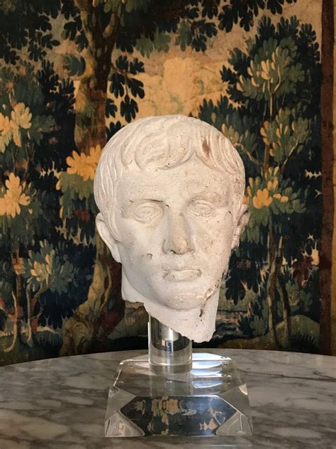 Italian Stone Bust Of Augustus Caesar On Acrylic Base For