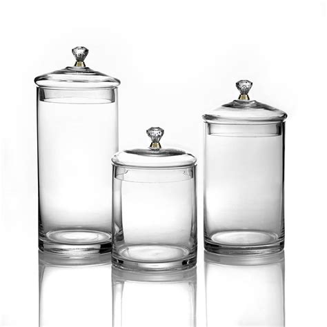 Glass Canisters With Gold Knobs Set Of 3