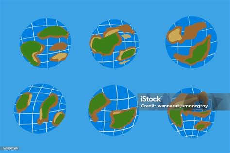 Set Of Earth Globes On A Blue Planet Background Stock Illustration