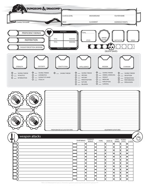Custom Printable Dnd 5e Character Sheet Martial Class Version Dnd