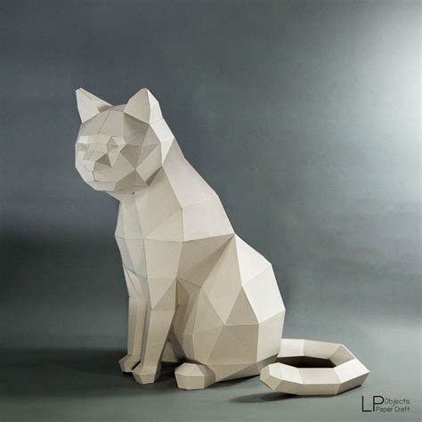 Katze Papiermodell Digitale Vorlage Origami Pdf Download Diy Low