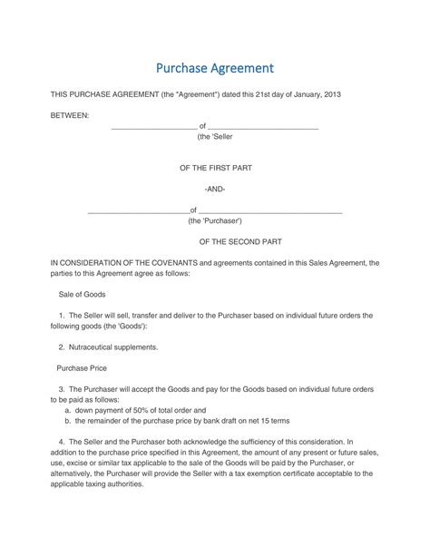 37 Simple Purchase Agreement Templates Real Estate Business