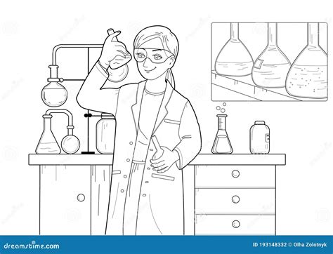 Coloring Pages Laboratory Assistant In A Chemical Laboratory Stock