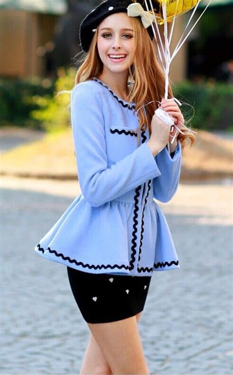 Blue Floral Bow Long Sleeve Flare Jacket Clothes Short Outfits