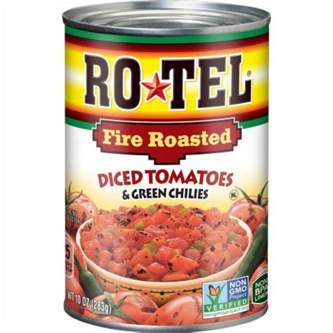 Rotel Fire Roasted Diced Tomatoes And Green Chilies 10 Oz Bakers