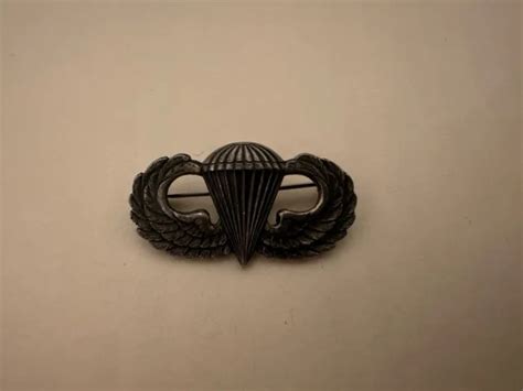Vintage Us Army Paratrooper Military Sterling Silver Pin Parachute