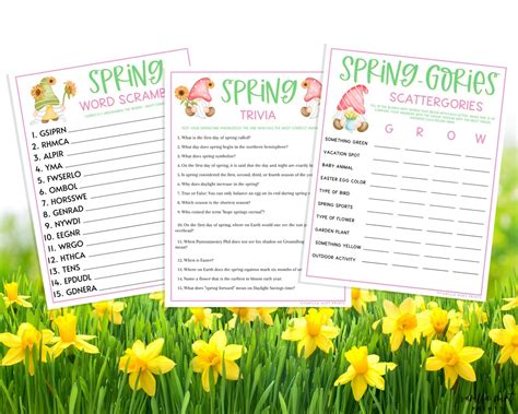 Spring 10 Game Bundle Fun Printable Springtime Trivia And Etsy