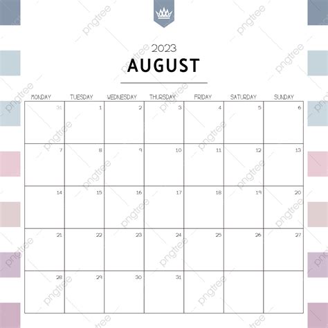 Mes De Agosto De 2023 Calendario Png 2023 Mes Agosto Png Y Vector