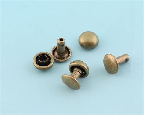 Double Caped Rivets 100sets Antique Bronze Rivets Metal Button Etsy