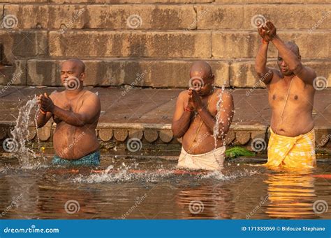 Indian Devots Bathing In Ganga River Editorial Stock Image Image Of