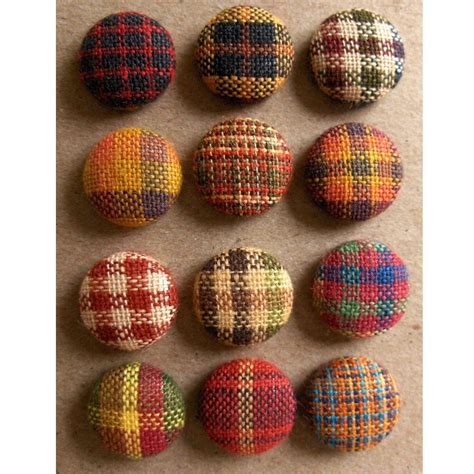Plaid Fabric Buttons Or Brads Homespun Harvest Hues