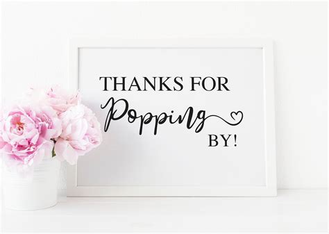 Thanks For Popping By Sign Printable Sign Baby Shower Popcorn Sign