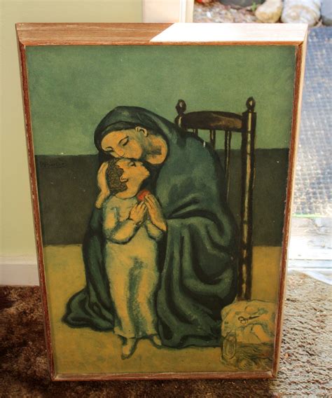 Vintage Framed Print Of Picassos Mother And Child 40s Or 50s