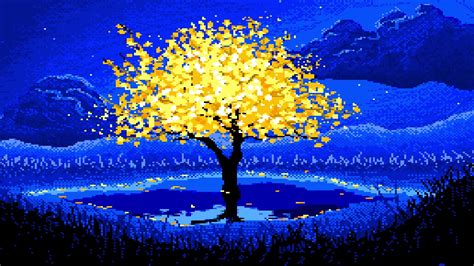 Yellow Autumn Tree Pixel Live Wallpaper Moewalls