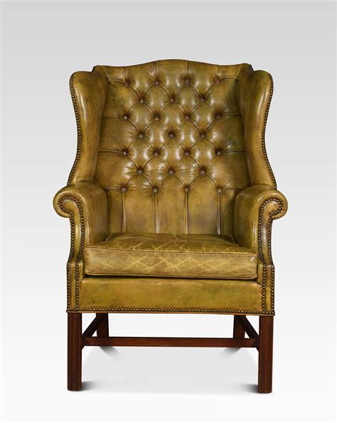 Leather Upholstered Wingback Armchair Shackladys Antiques