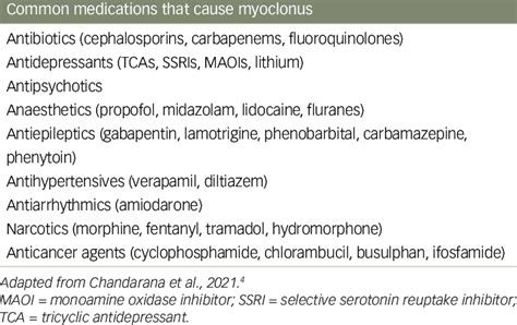 Common Medication Classes That May Cause Myoclonus Download