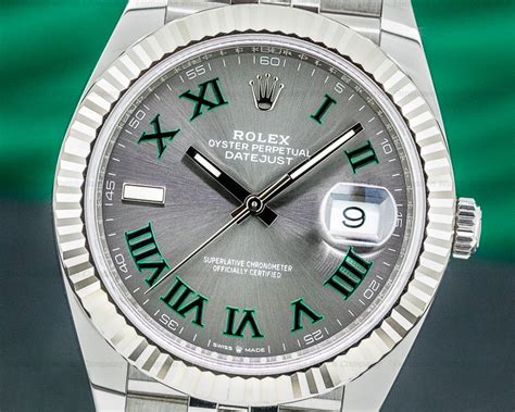 These are symbols used to represent these values (35548) Rolex 126334 Datejust 41 Rhodium Green Roman ...