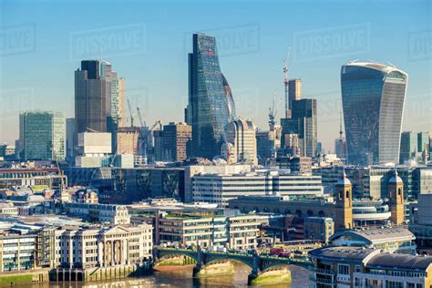 City Of London Skyline Modern Buildings In Central London Including