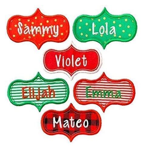 Christmas Stocking Name Patch Tag Custom Personalized