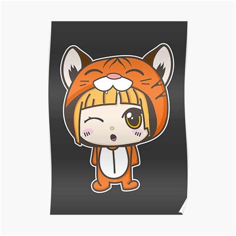 Chibi Tiger Kawaii Girl In Tiger Costume Poster For Sale By