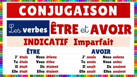 Conjugaison Les Verbes être Et Avoir à Lindicatif Imparfait Youtube