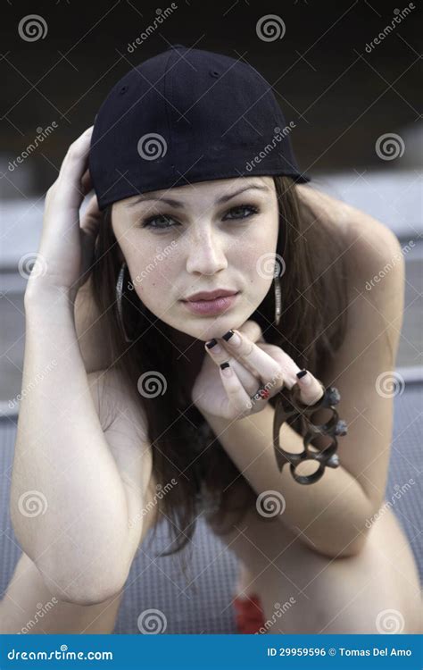 Teenage Girl With Brass Knuckles Stock Photo Image Of Face Brass