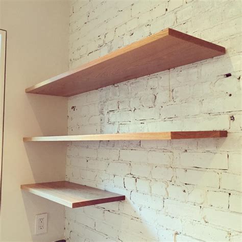 View all oak floating shelves oak wall shelves walnut floating shelves narrow stave walnut floating shelves beech floating shelves black oak floating shelves white floating shelves. Custom Made Floating White Oak Shelving by Scanek + Co ...