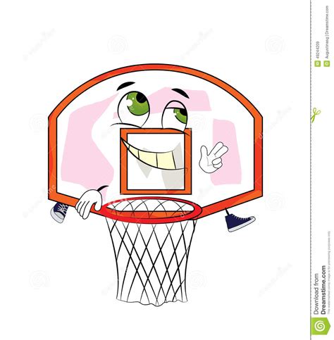 Happy Basketball Hoop Cartoon Stock Illustration