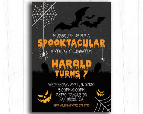 Spooky Halloween Birthday Invitation Scary Birthday Invitation Etsy