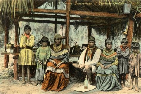 Postcard Representing Three Generations Of Seminole Indians Florida
