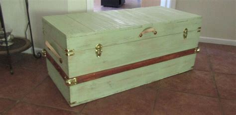 Rustic Hope Chest Coffee Table Steamer Trunk In Sage Green Etsy