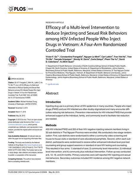 pdf efficacy of a multi level intervention to reduce injecting and sexual risk behaviors among
